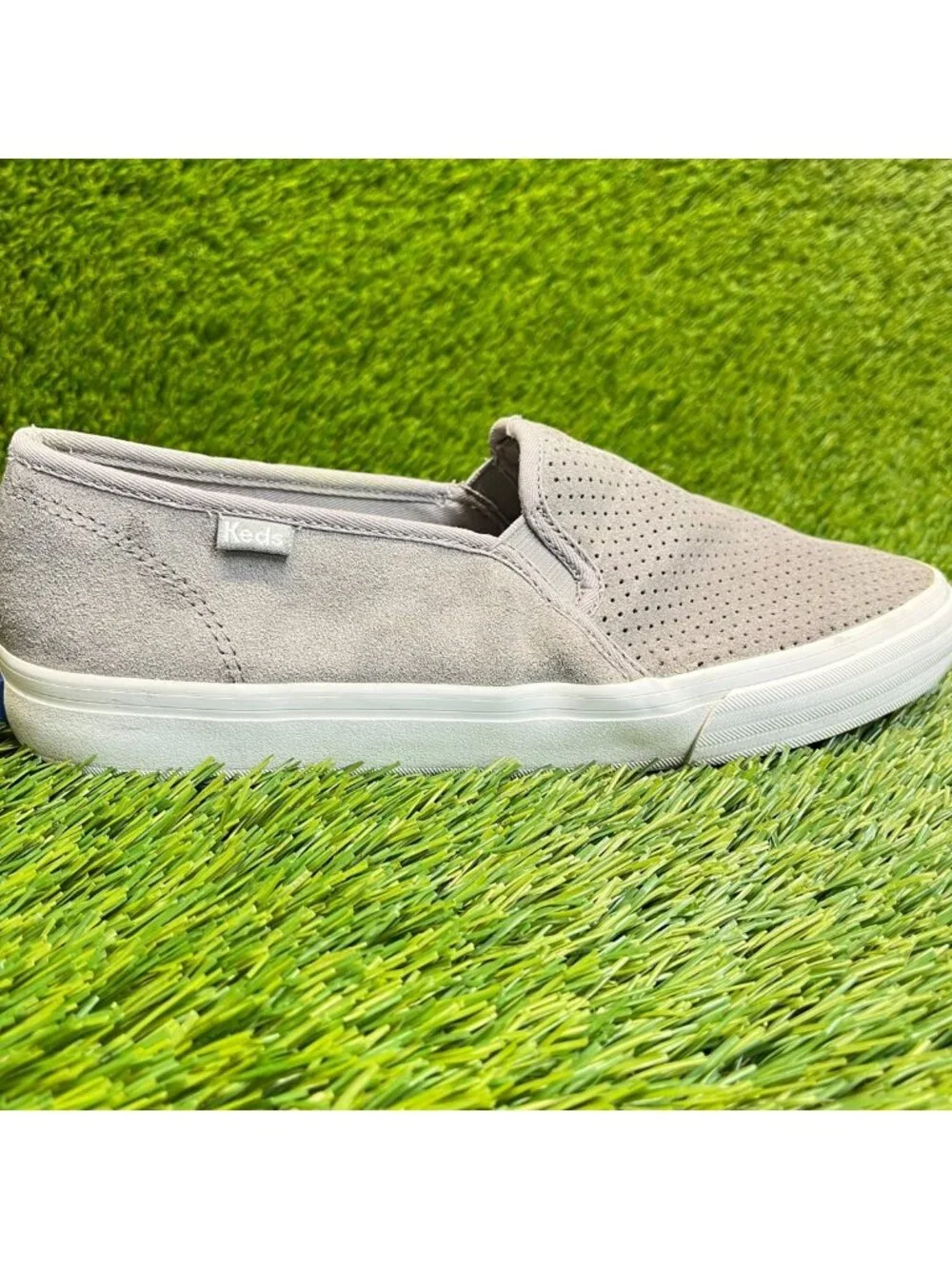 Keds Double‎ Decker Perforated Womens Size 8.5 Gray Casual Slip-On Loafer Shoes